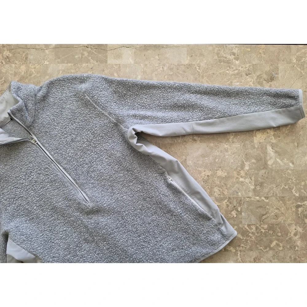 Lululemon Tundra Trek Half Zip Pullover Grey Wool Silk Blend Sherpa Mens L
